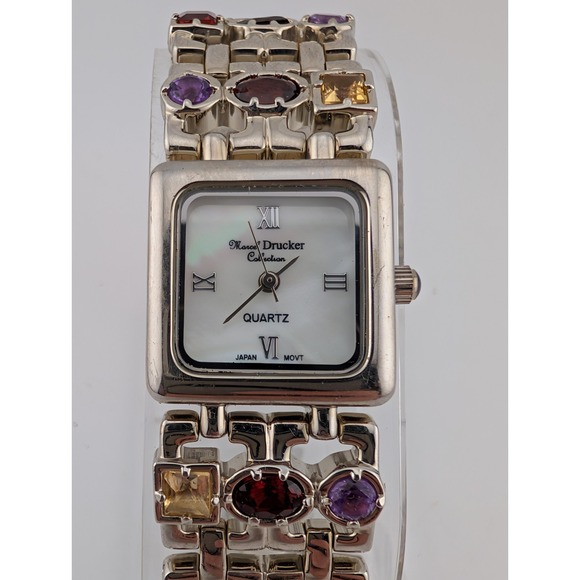 Marcel Drucker Multicolor Stone Watch Women 22mm Case MOP Dial- New‎ Battery